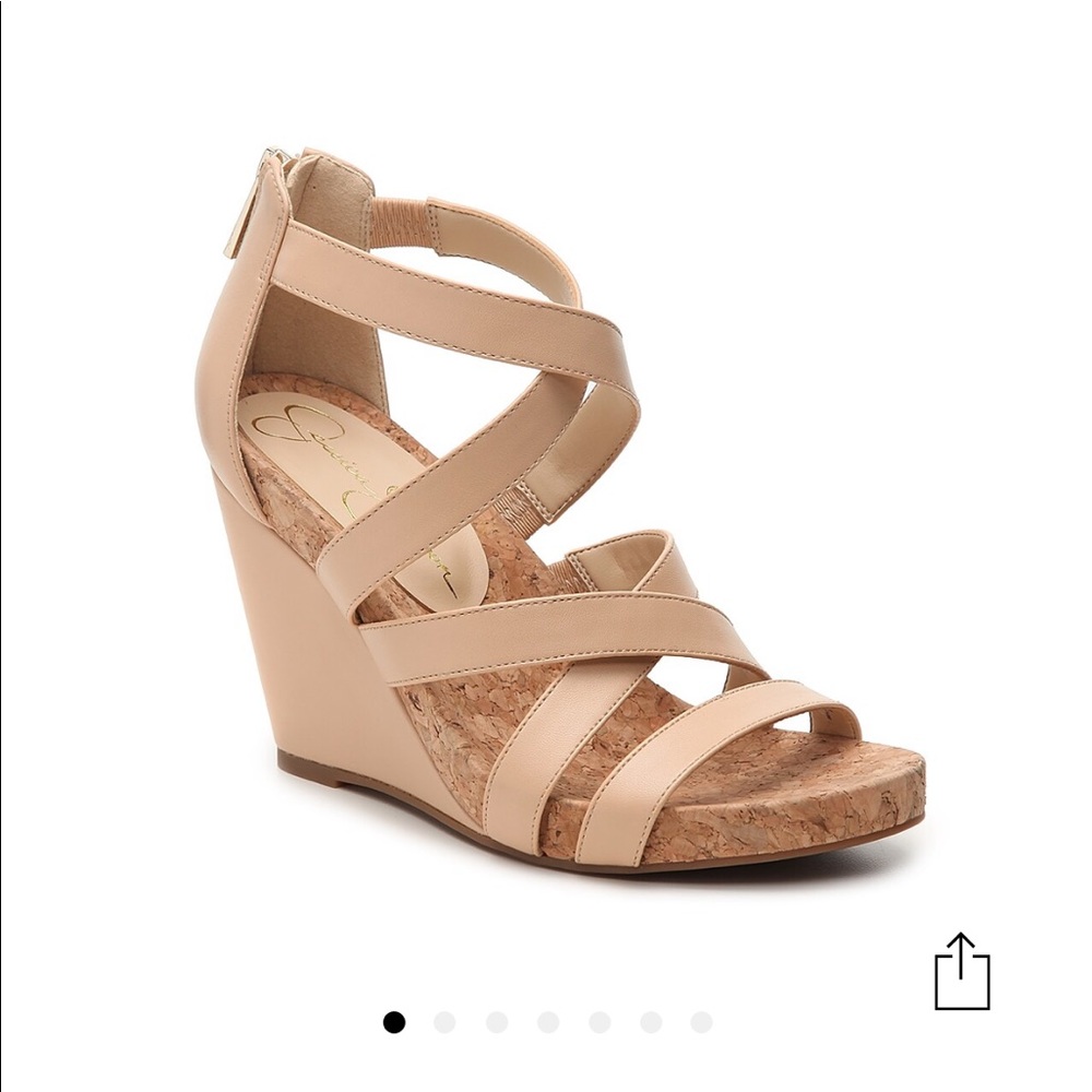 Jessica Simpson Nude Zip-Up Wedge Sandals | JP Bassena | Sand Dune